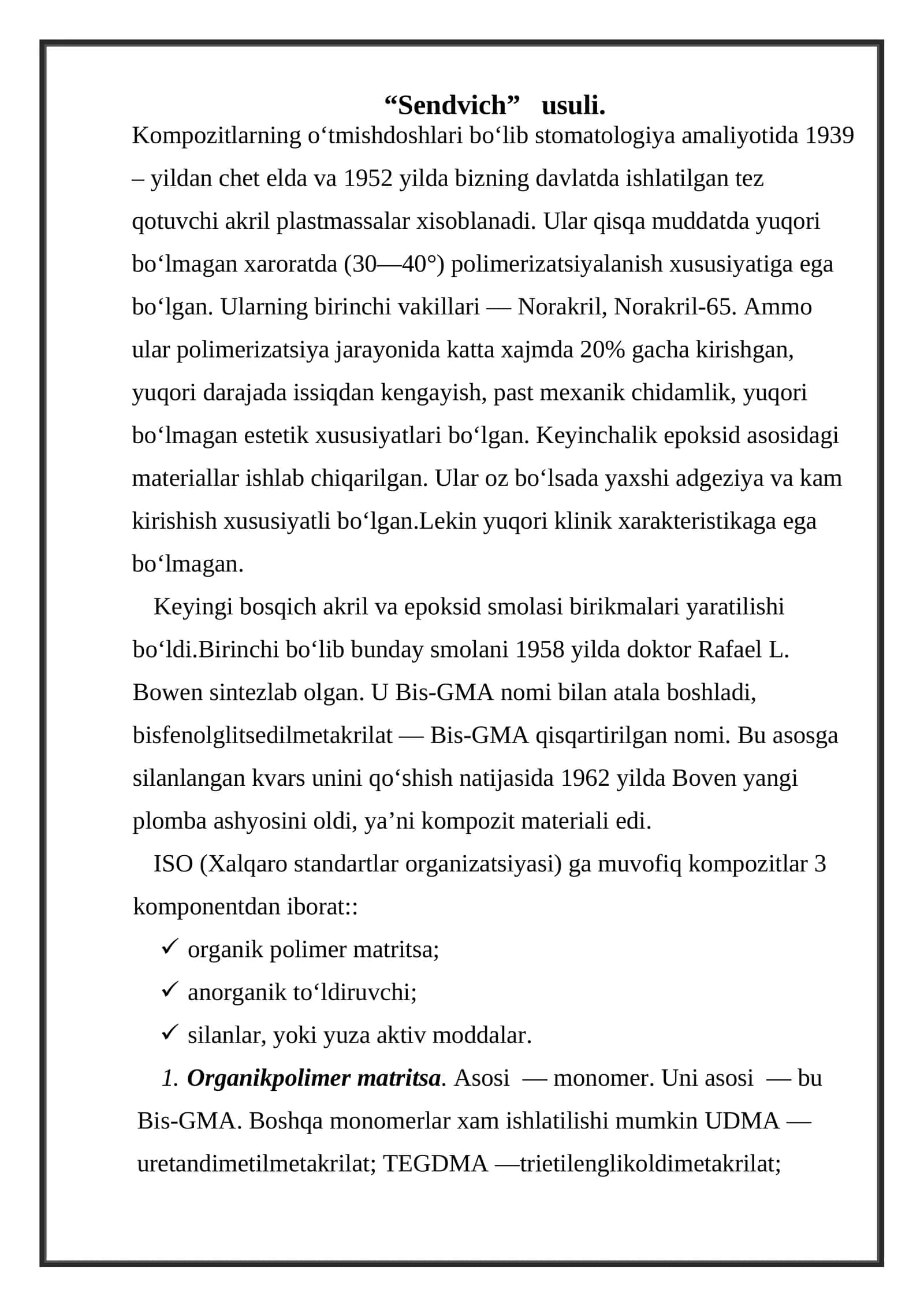 Stomatologiya amaliyotida kompozitlar