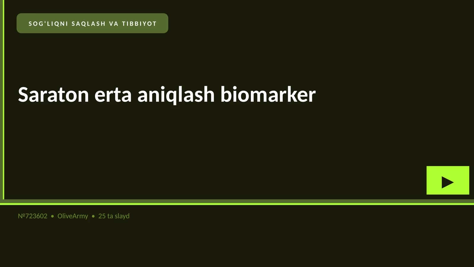Saraton erta aniqlash biomarker