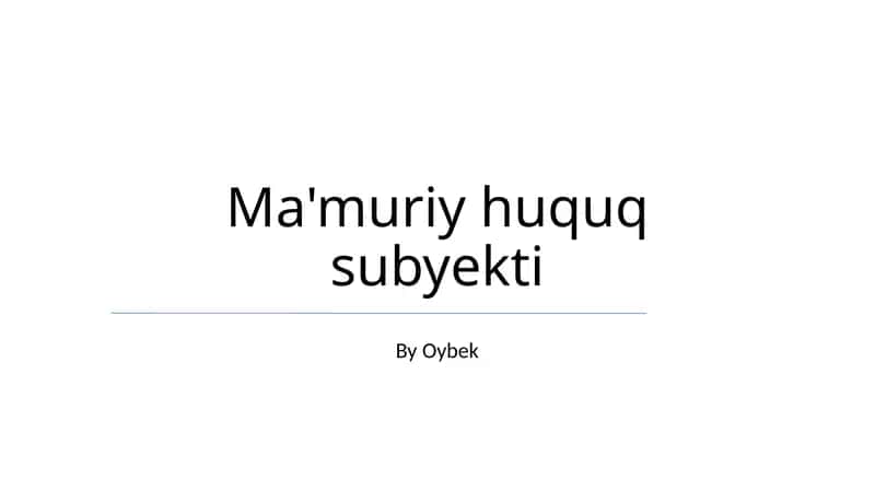 Ma'muriy huquq subyekti