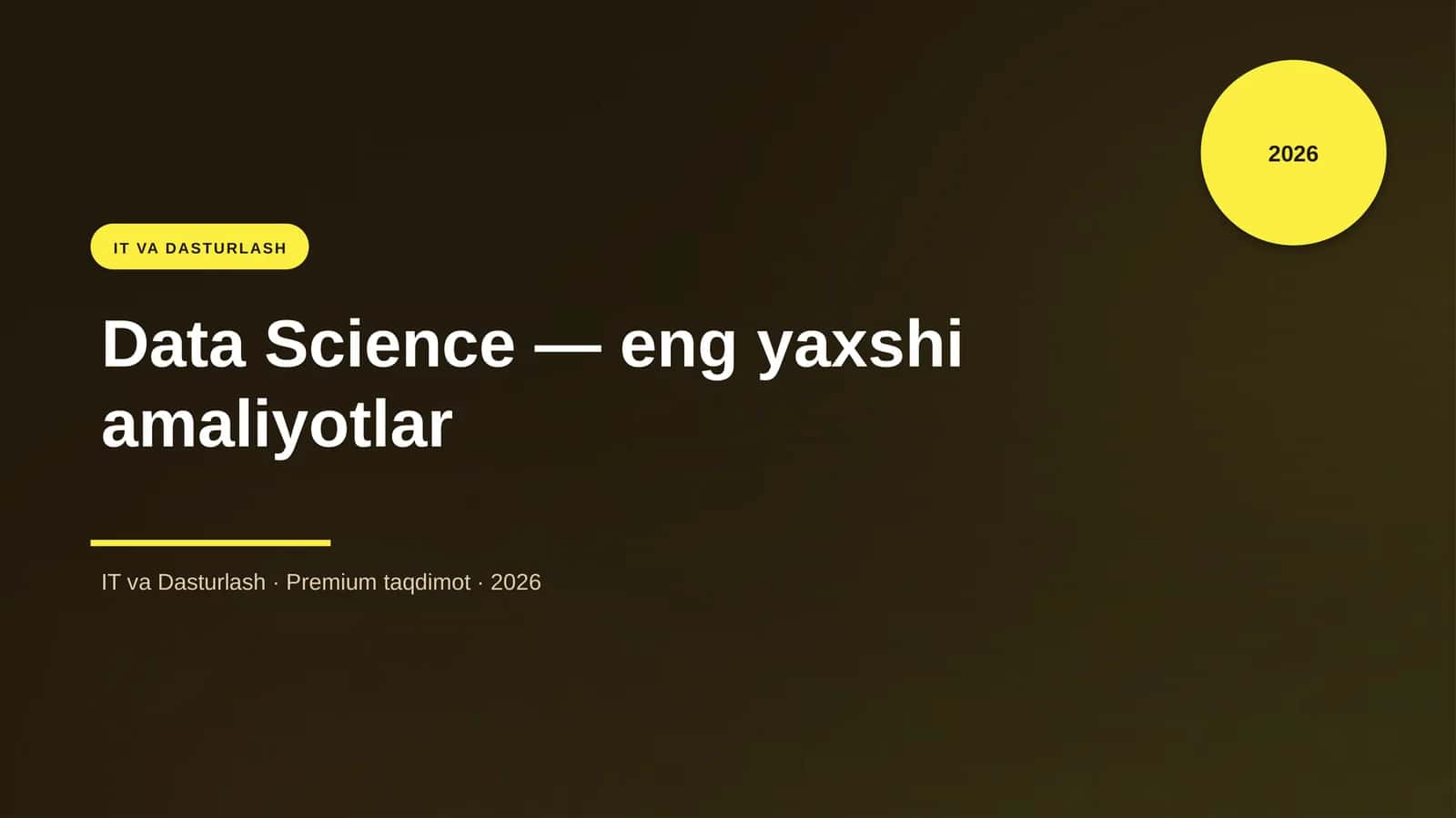 Data Science — eng yaxshi amaliyotlar