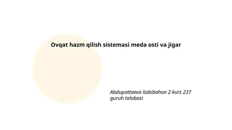 Ovqat hazm qilish sistemi