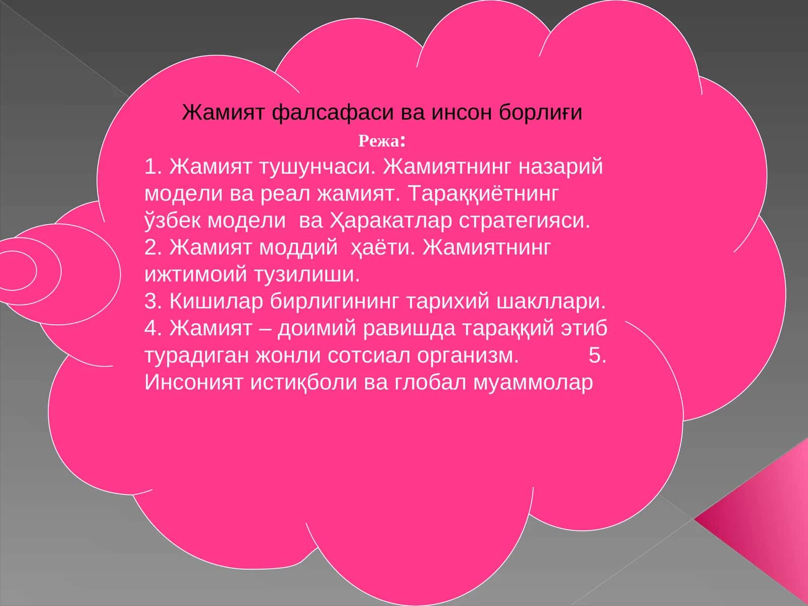 Жамият фалсафаси ва инсон борлиғи