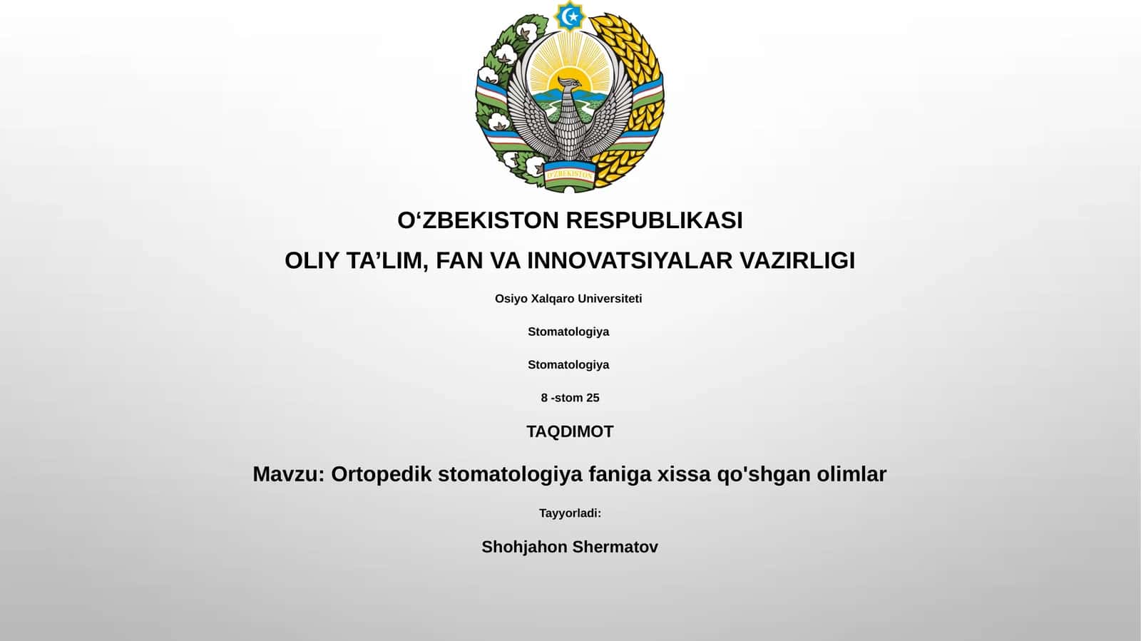 Ortopedik stomatologiya faniga xissa qo'shgan olimlar