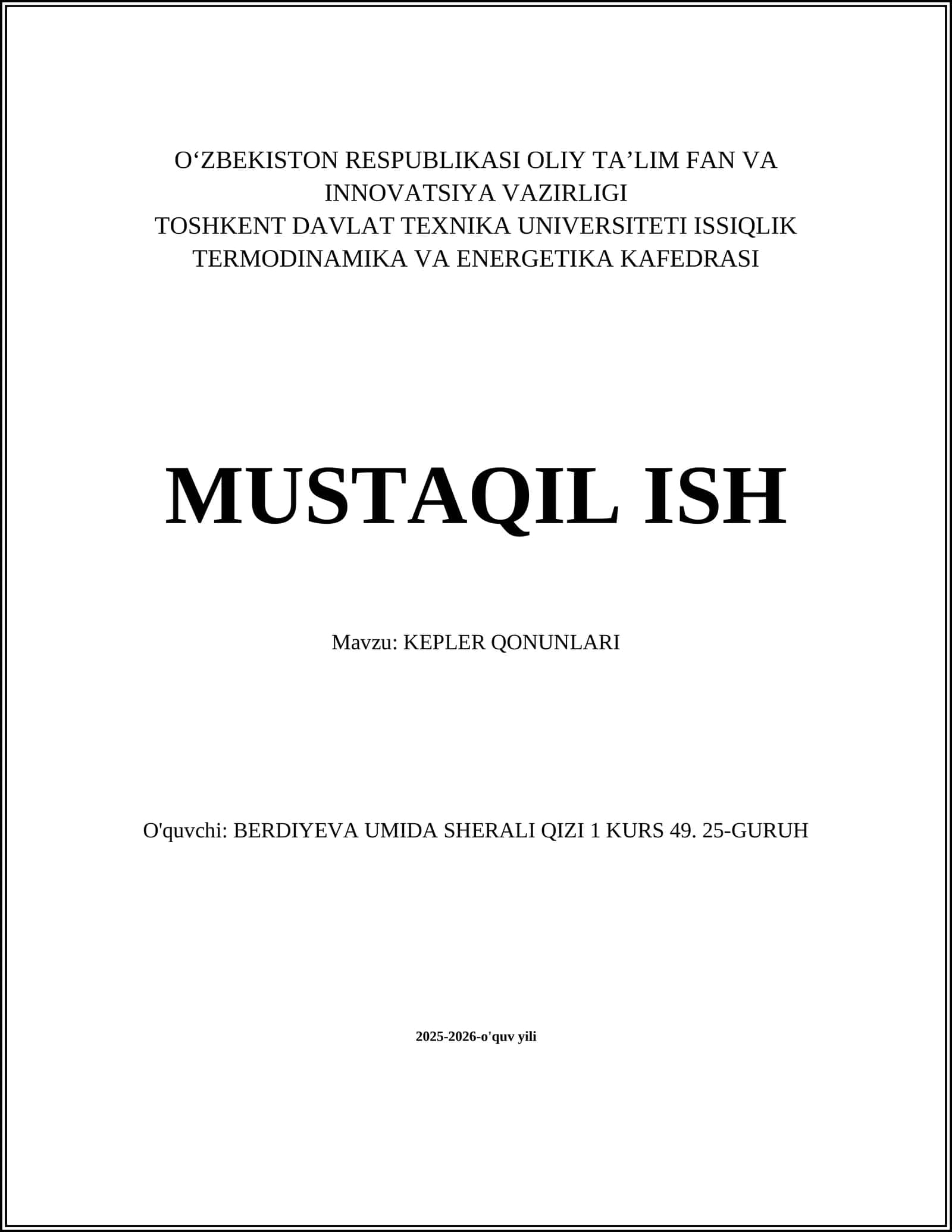 KEPLER QONUNLARI