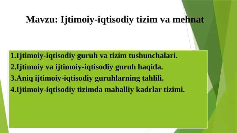 Ijtimoiy-iqtisodiy tizim va mehnat