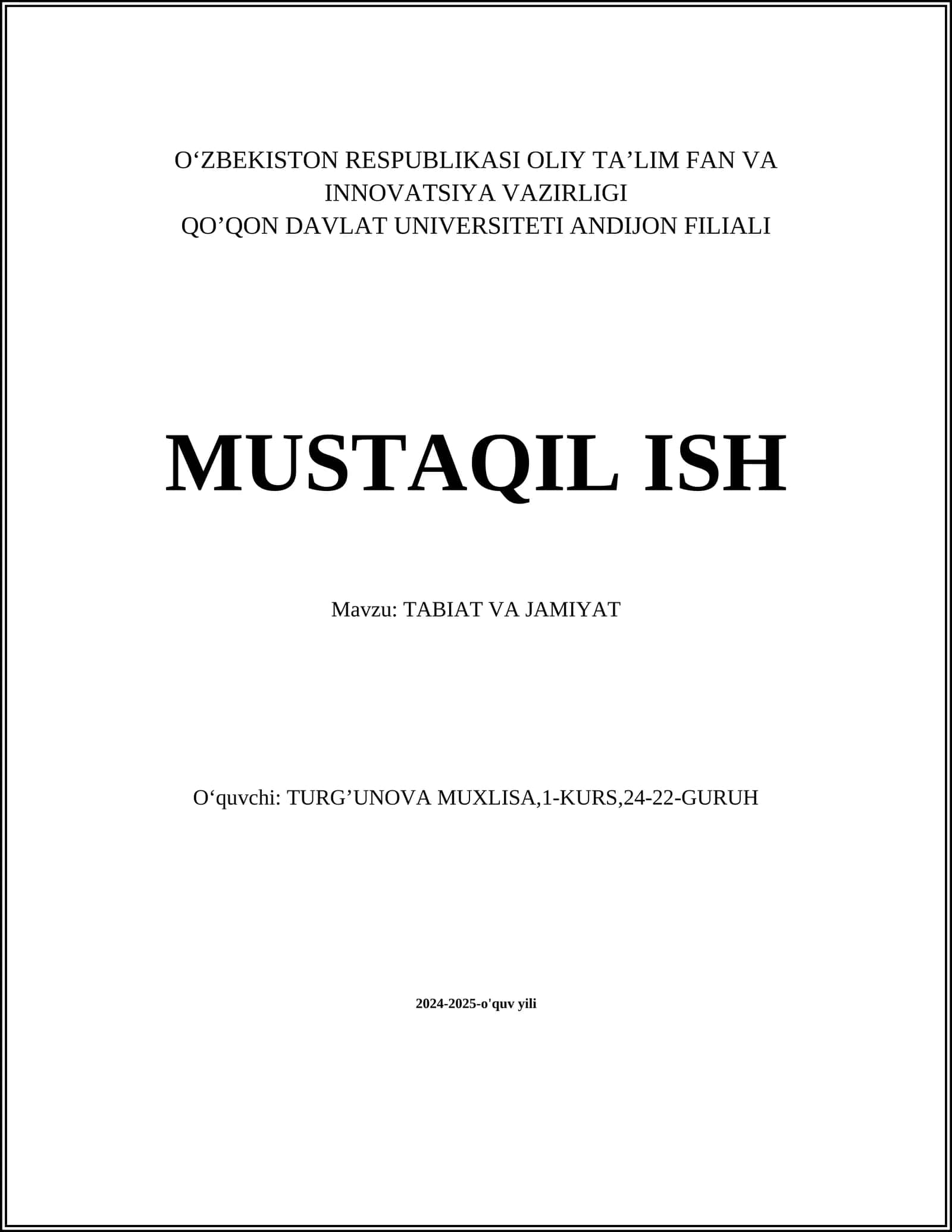 TABIAT VA JAMIYAT
