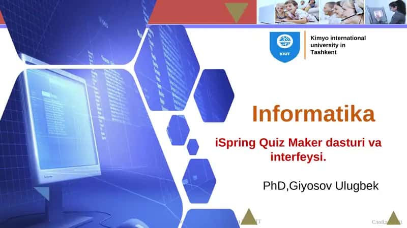 iSpring Quiz Maker dasturi va interfeysi