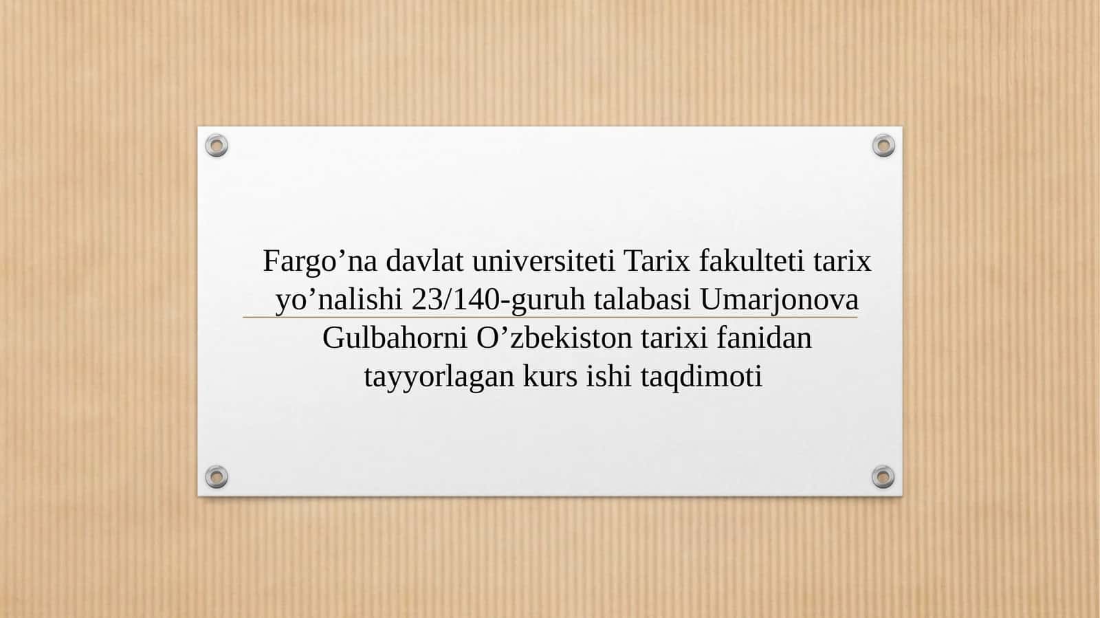 Kurs ishi "Qo‘qonxonligi tarixi"
