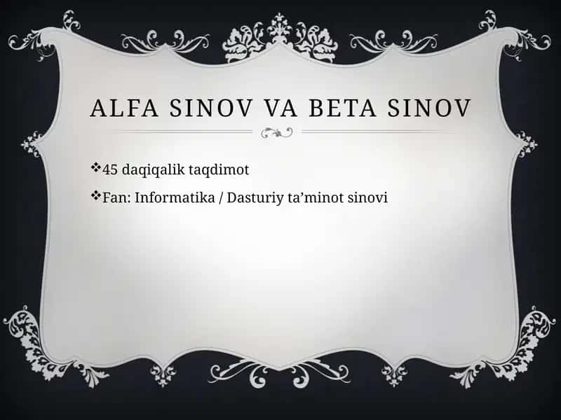 Alfa sinov va Beta sinov