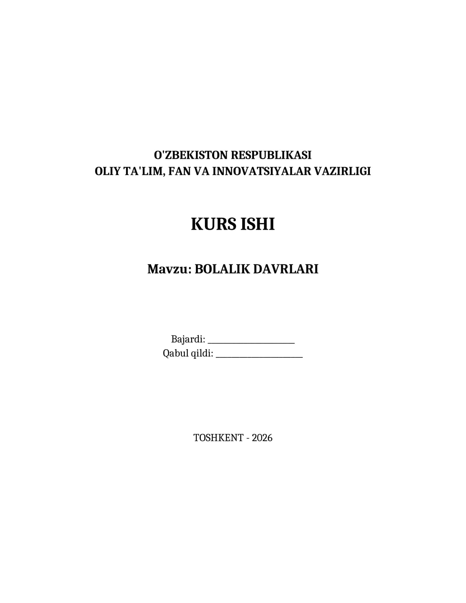 BOLALIK DAVRLARI