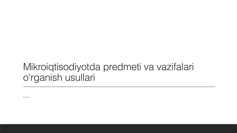 Mikroiqtisodiyot