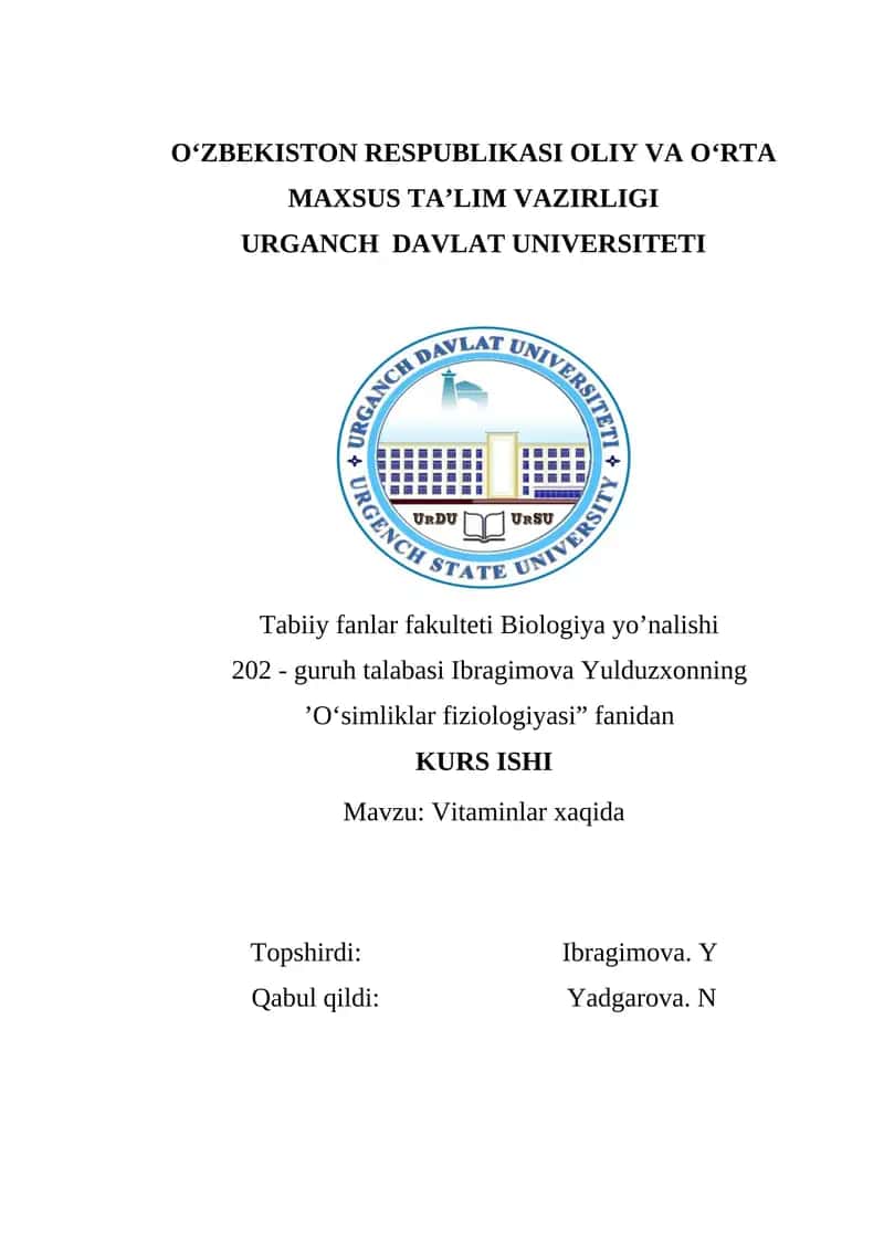 Vitaminlar xaqida