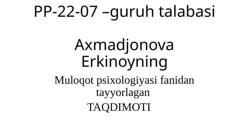 Muloqot Psixologiyasi