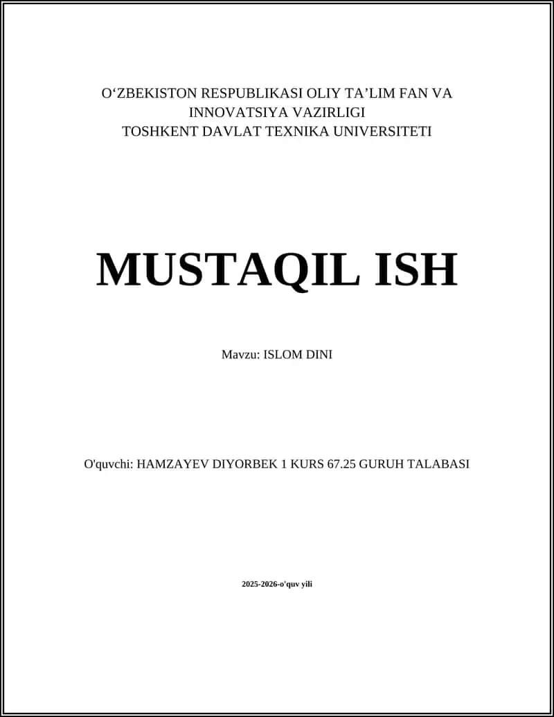 Islomning Asosiy Aqidasi (Tavhid va Iymon)