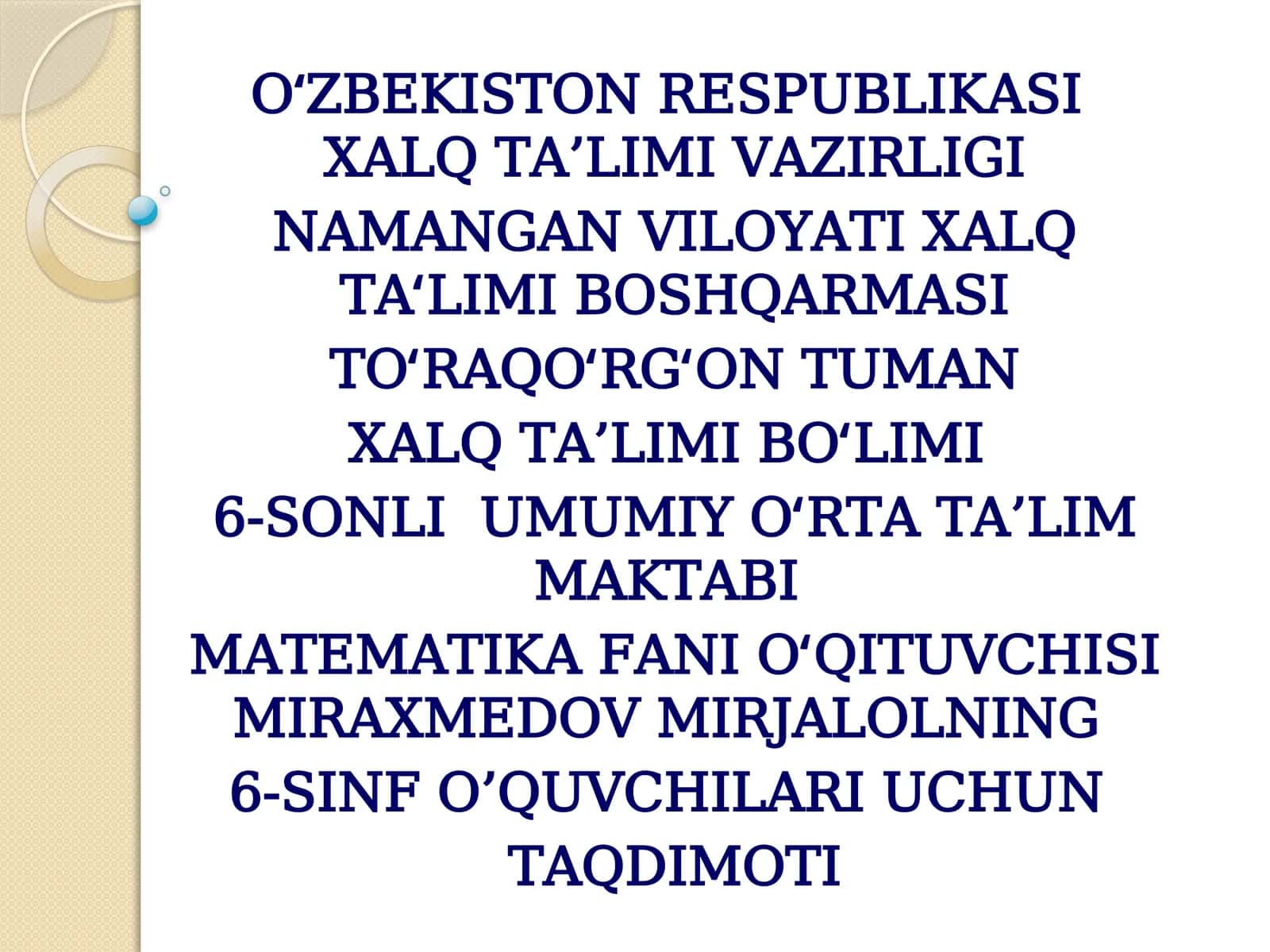 Matematika6-sinf - AylananinguzunligivaDoiraningyuzi