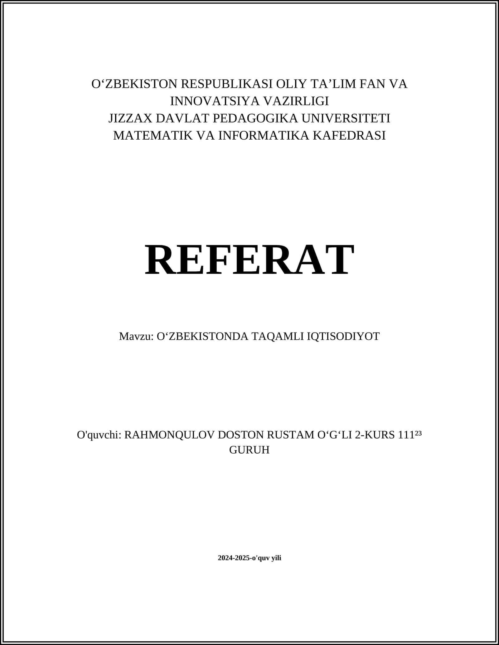 O'zbekistonda Raqamli Iqtisodiyot