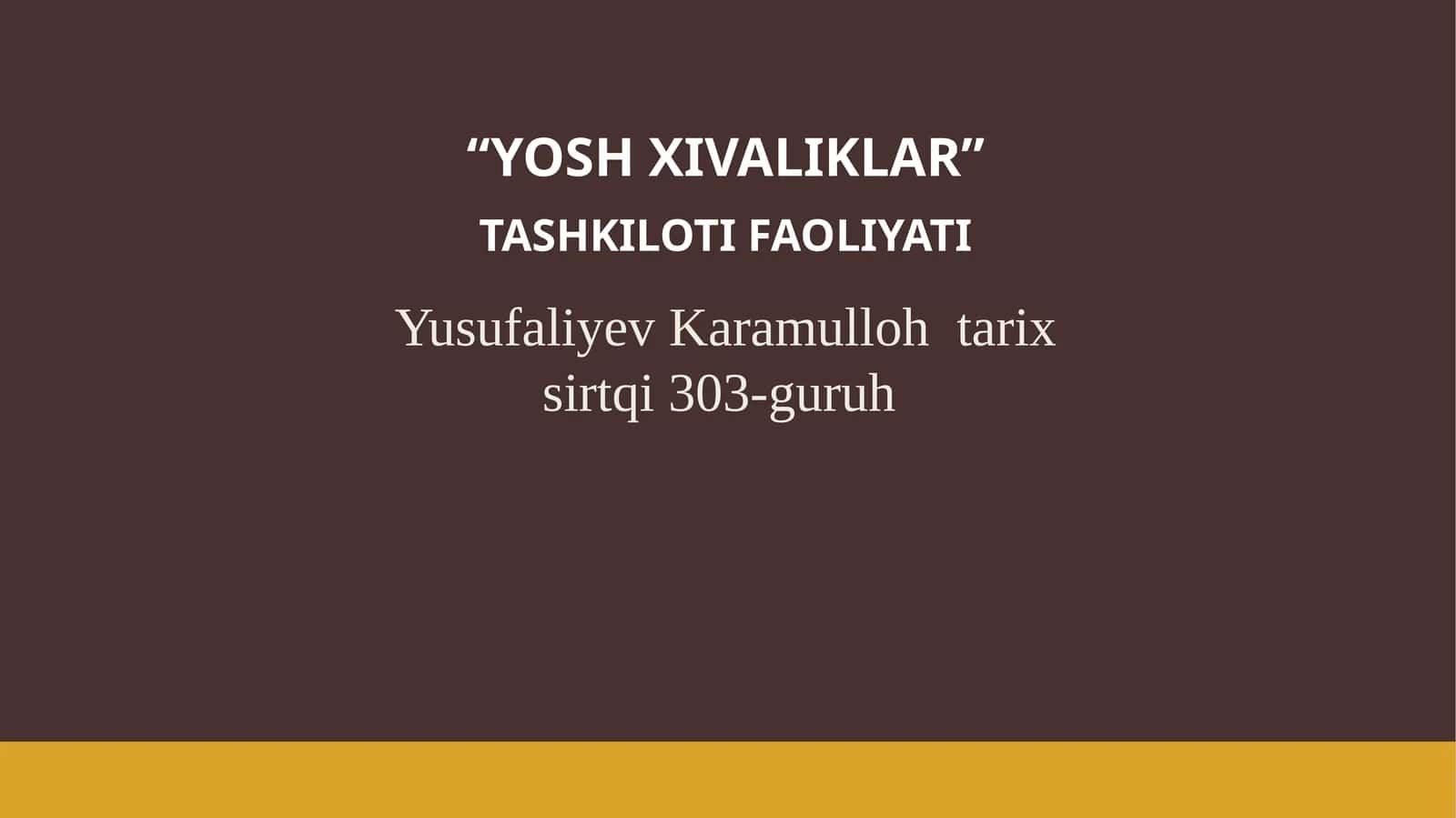 YOSH XIVALIKLAR
