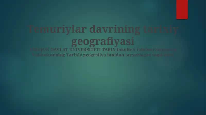Temuriylar davrining tarixiy geografiyasi
