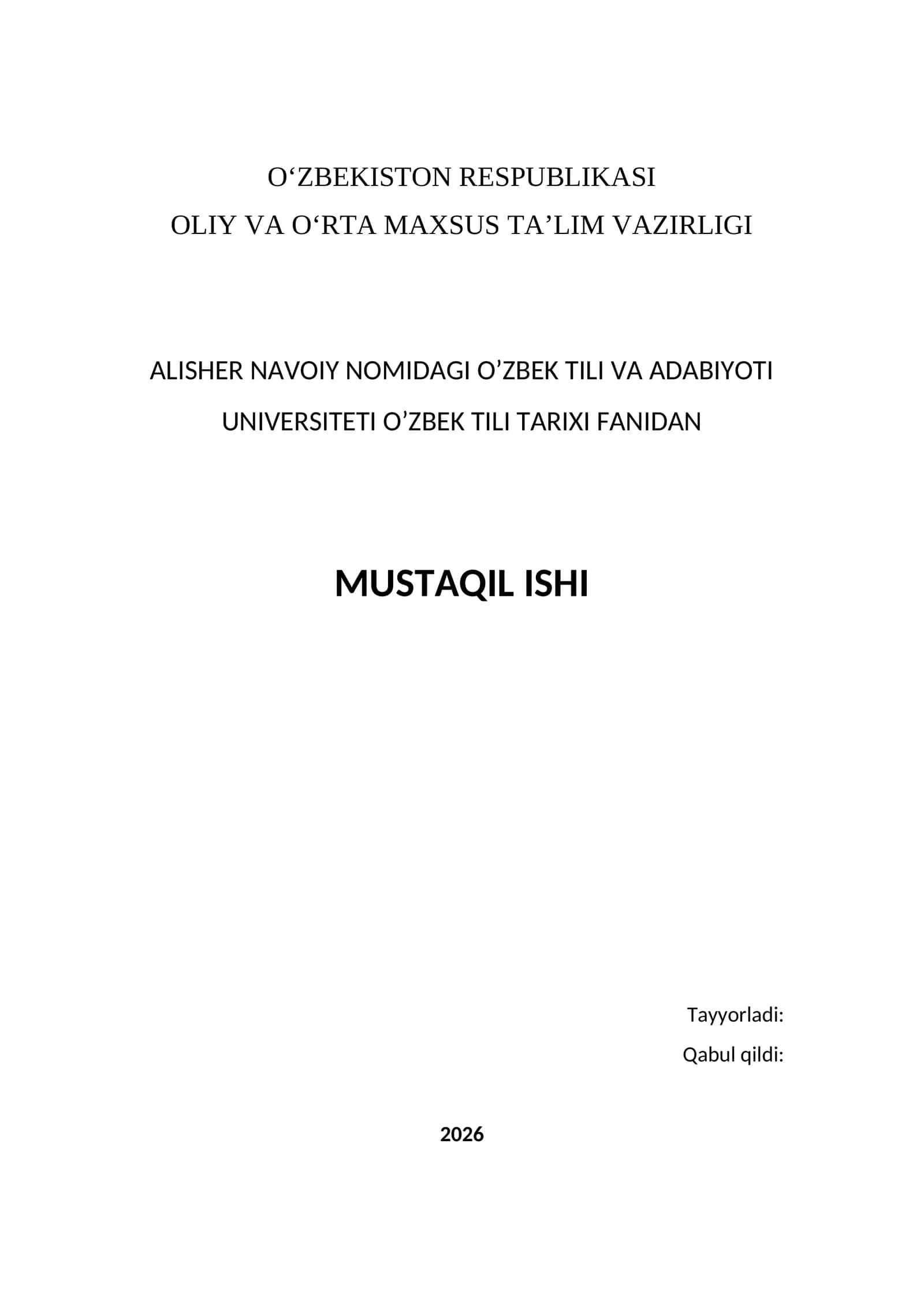 MUHOKAMAT UL - LUG’ATAYN O’ZBEK TILINING ILMIY GRAMMATIKASI