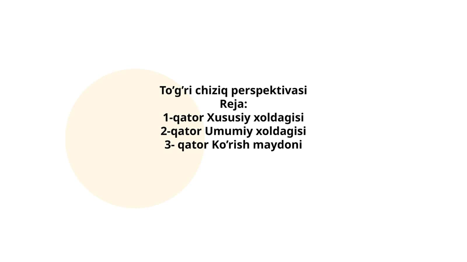 To’g’ri chiziq perspektivasi