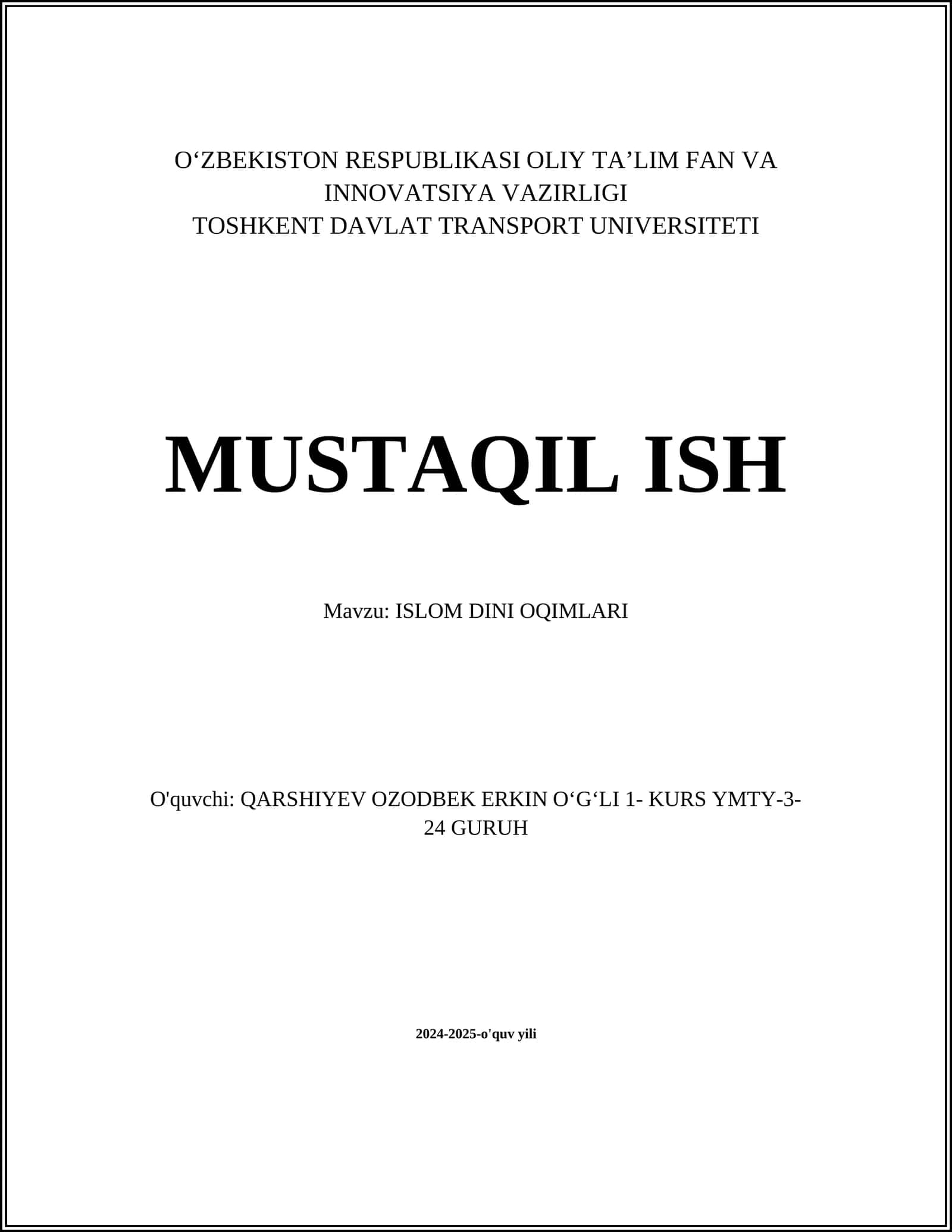 ISLOM DINI OQIMLARI