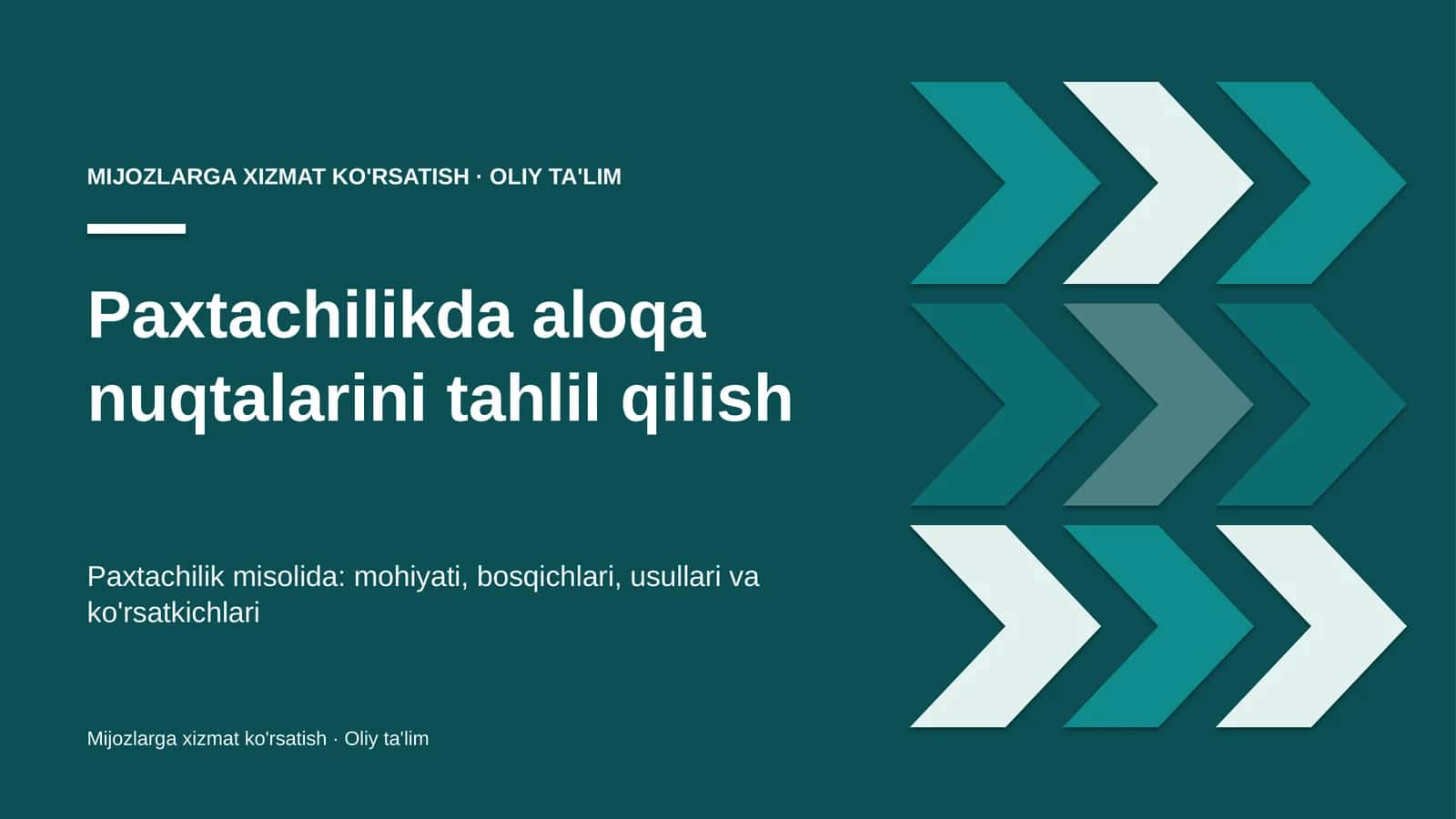 Paxtachilikda aloqa nuqtalarini tahlil qilish