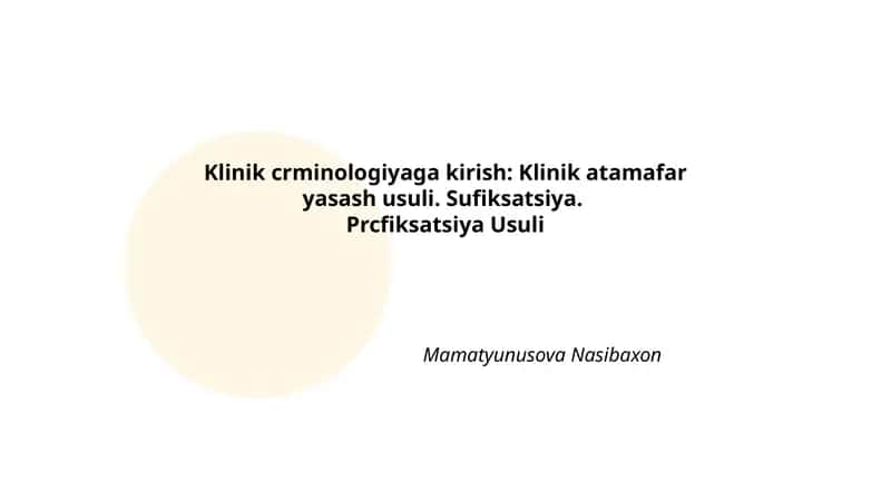 Klinik crminologiyaga kirish