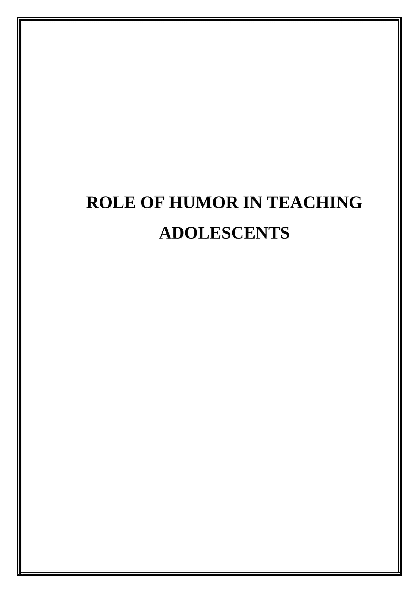 Role of humor in teaching adolescents