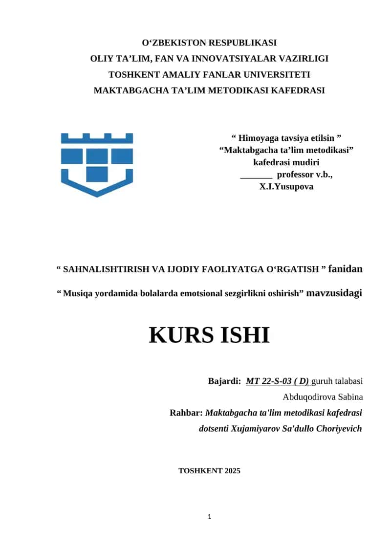 Musiqa yordamida bolalarda emotsional sezgirlikni oshirish