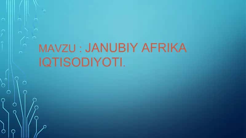 Janubiy Afrika Iqtisodiyoti.Taqdimot