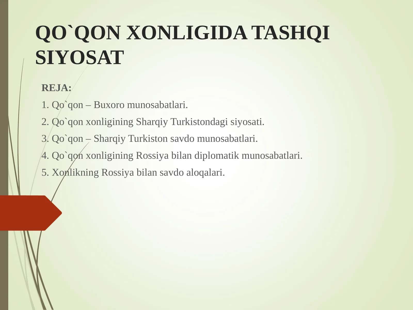 QO`QON XONLIGIDA TASHQI SIYOSAT