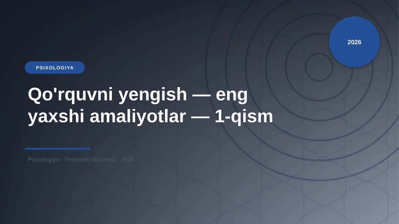 Qo'rquvni yengish — eng yaxshi amaliyotlar — 1-qism