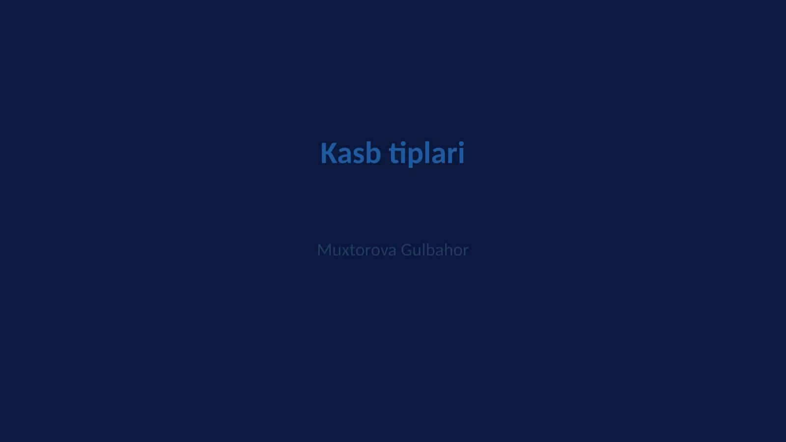 Kasb tiplari