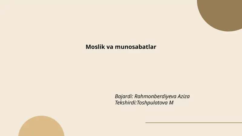 Moslik va munosabatlar