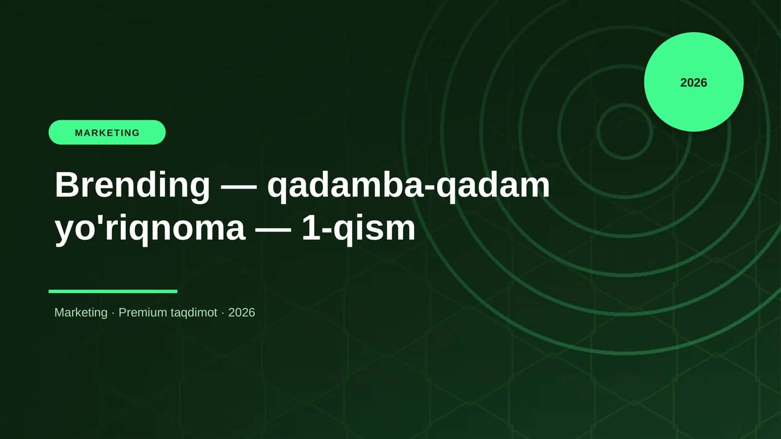 Brending — qadamba-qadam yo'riqnoma — 1-qism