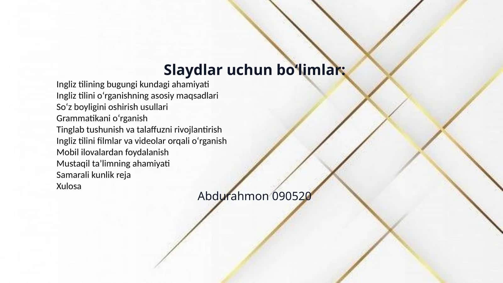Ingliz tilini o‘rganishda zamonaviy va samarali usullar — taqdimot