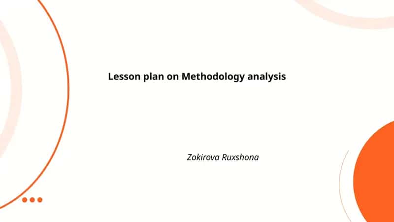 Lesson plan on Methodology analysis