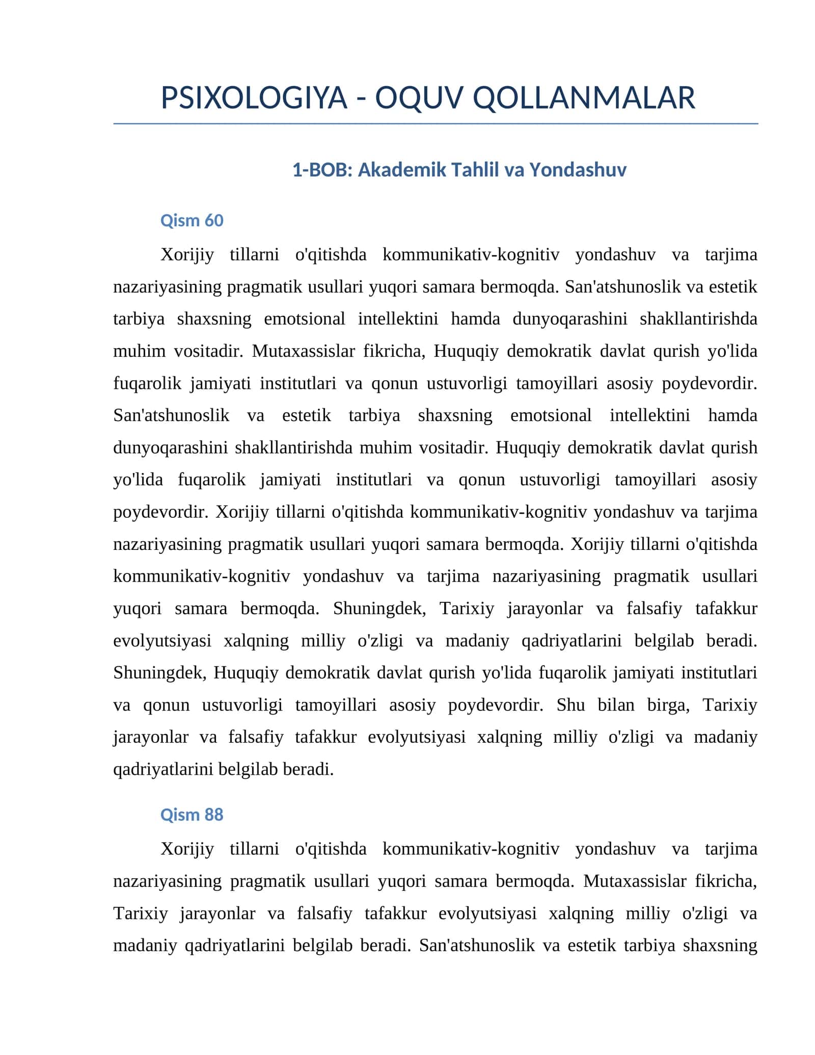 Akademik Tahlil va Yondashuv