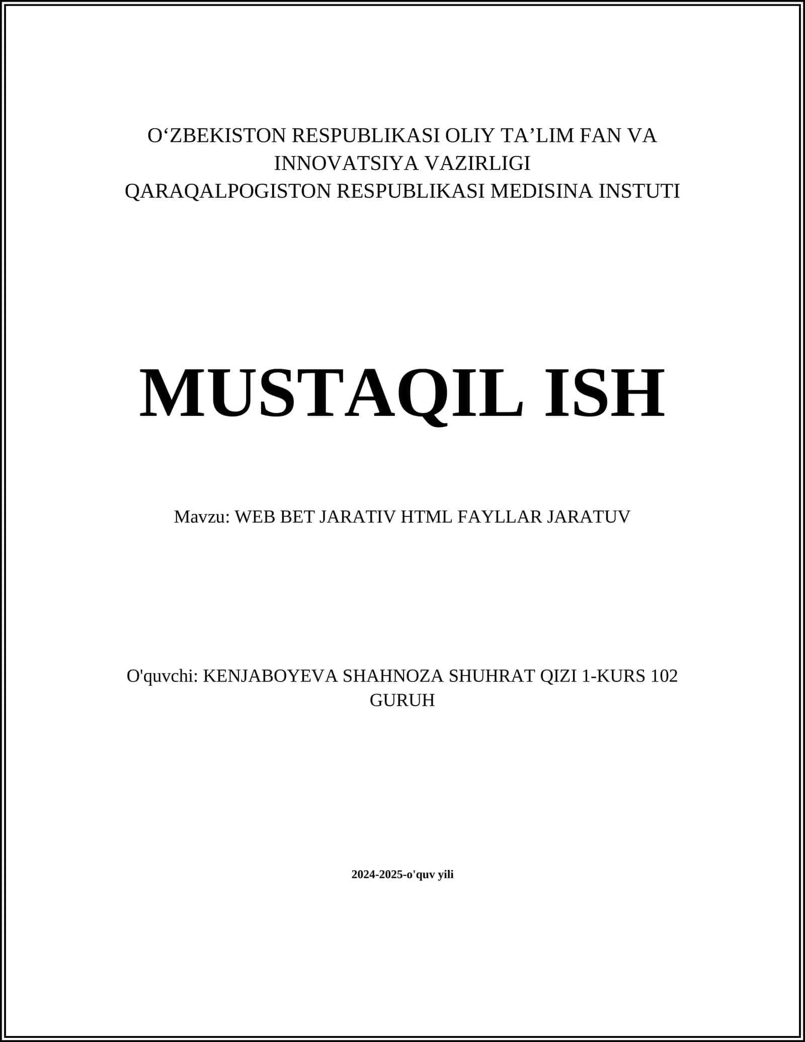 WEB BET JARATIV HTML FAYLLAR JARATUV