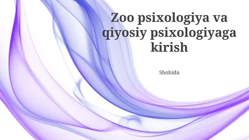 Zoo psixologiya va qiyosiy psixologiyaga kirish