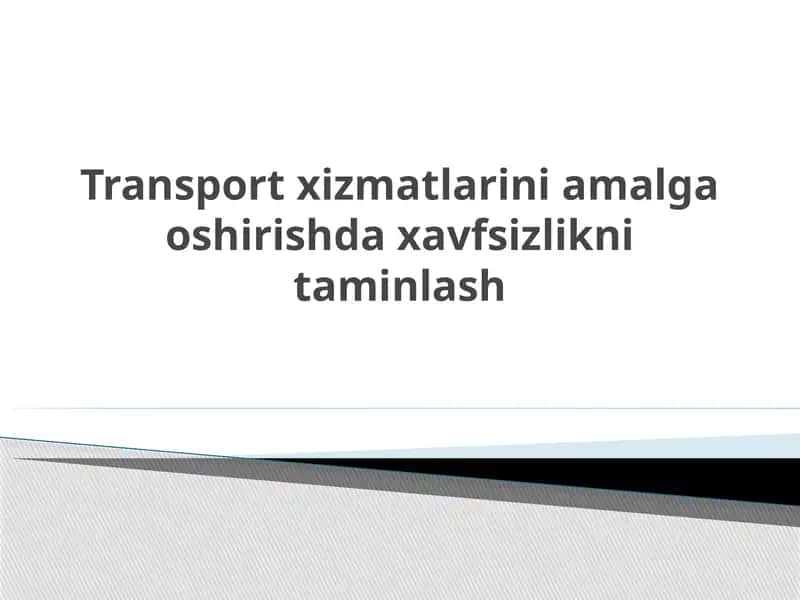 Transport xizmatlarini amalga oshirishda xavfsizlikni taminlash