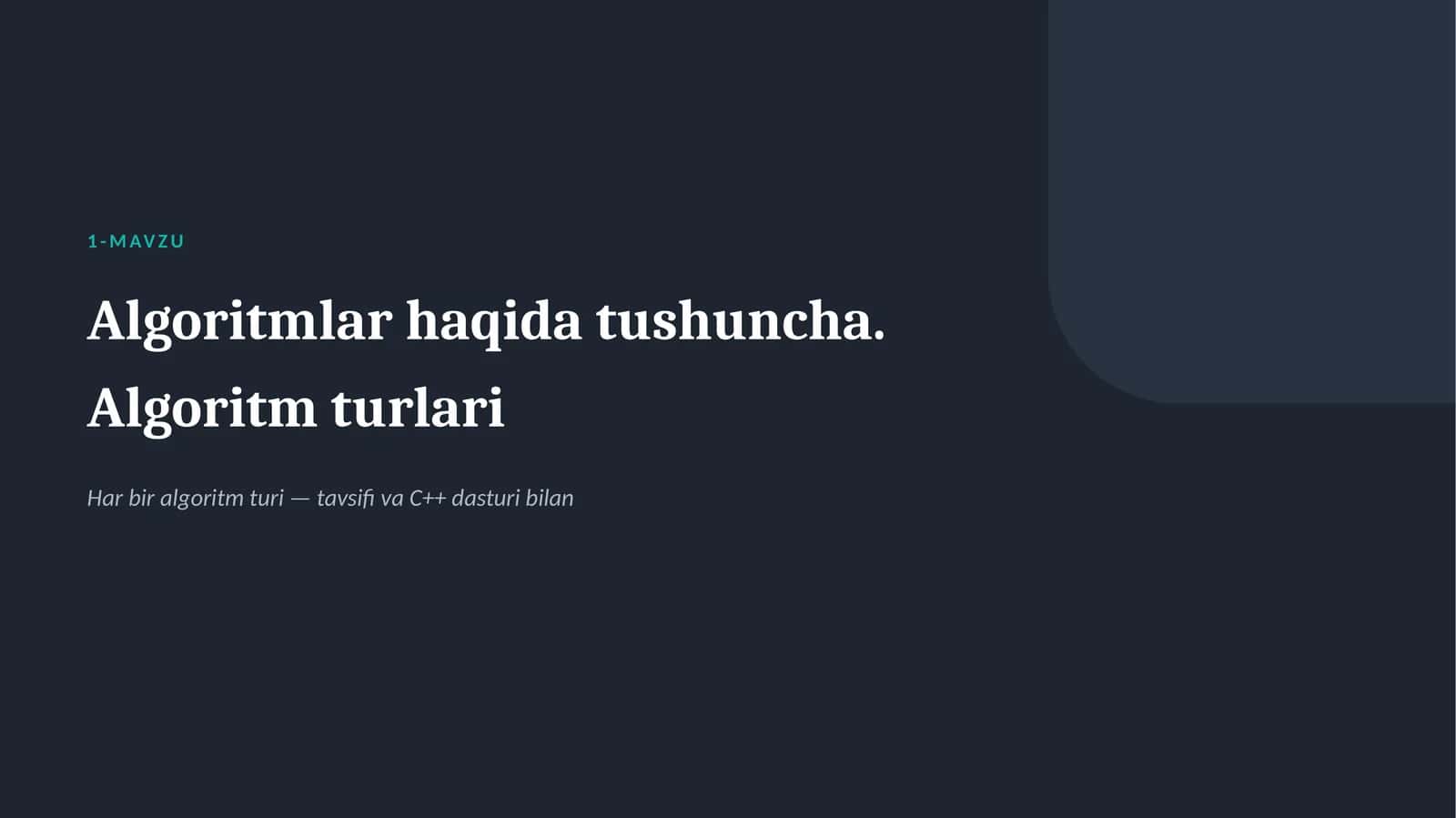 algoritm tushunchalar