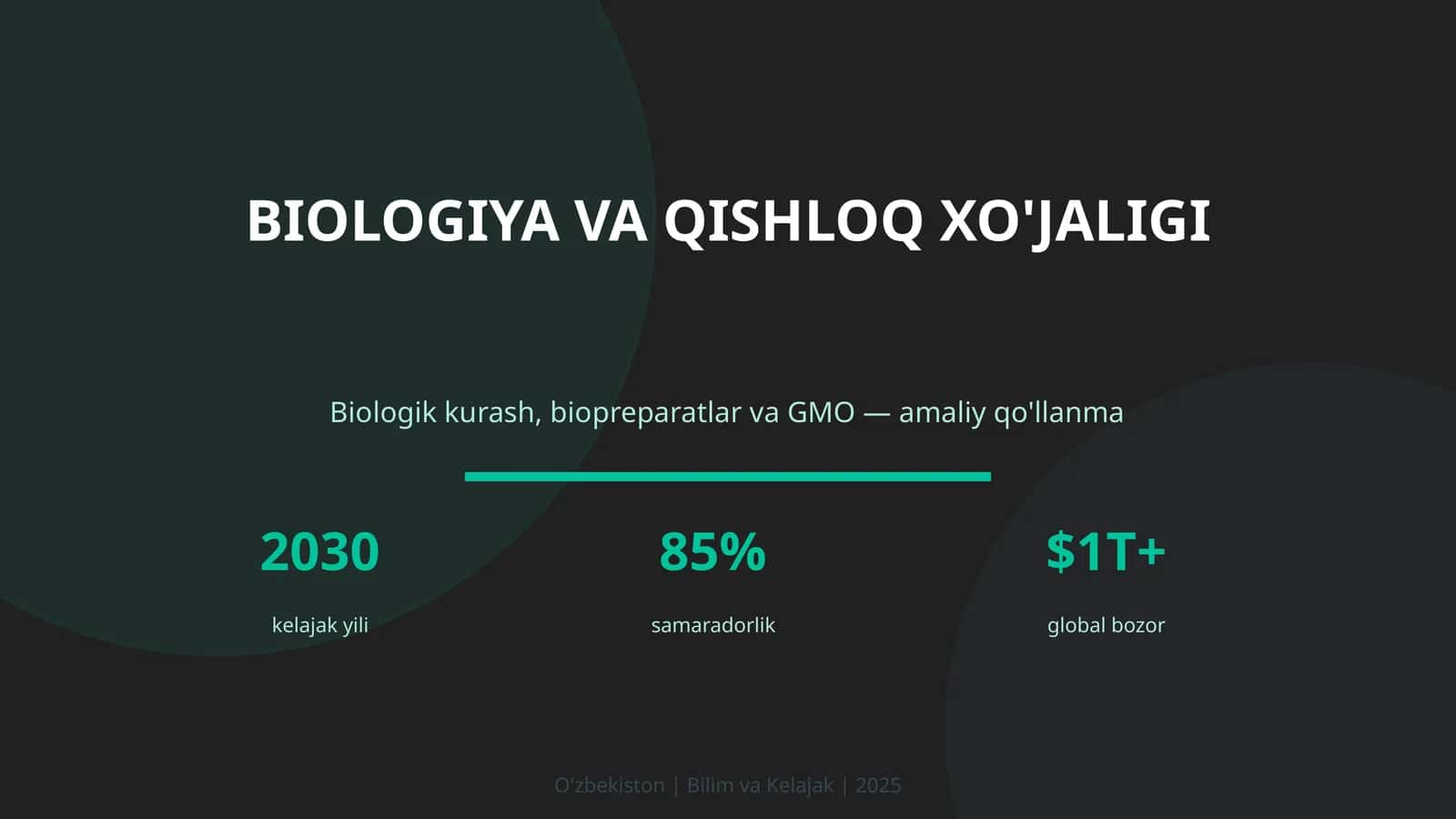 BIOLOGIYA VA QISHLOQ XO'JALIGI