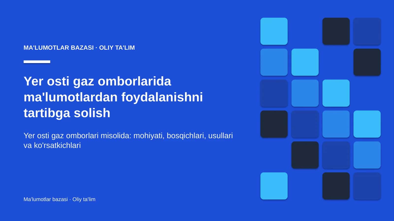 Yer osti gaz omborlarida ma'lumotlardan foydalanishni tartibga solish