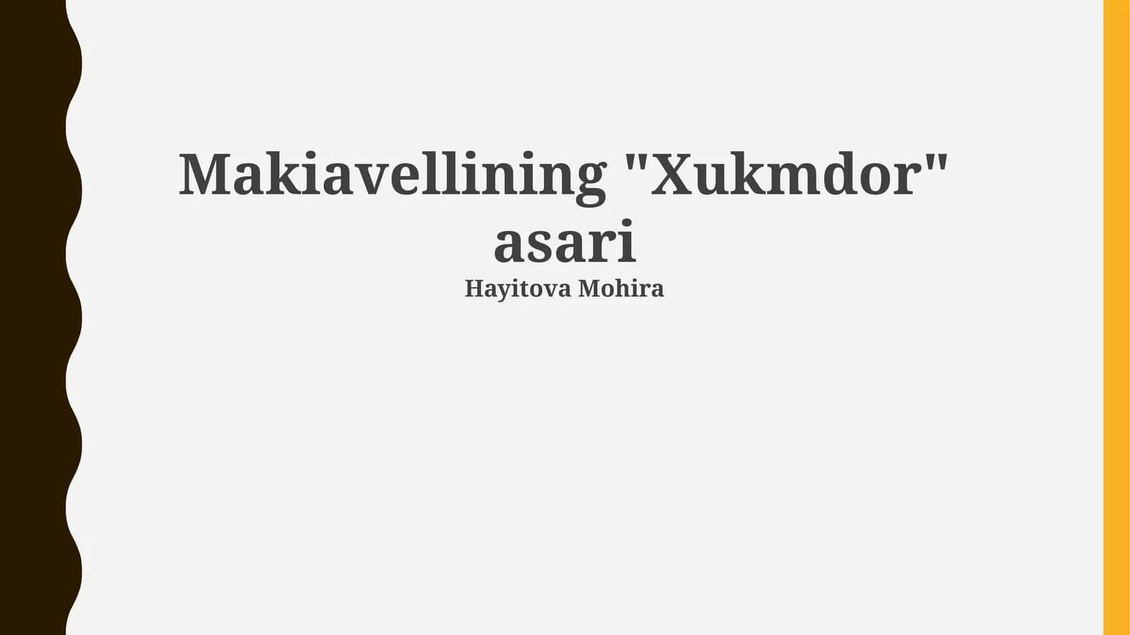 Makiavellining "Xukmdor" asari