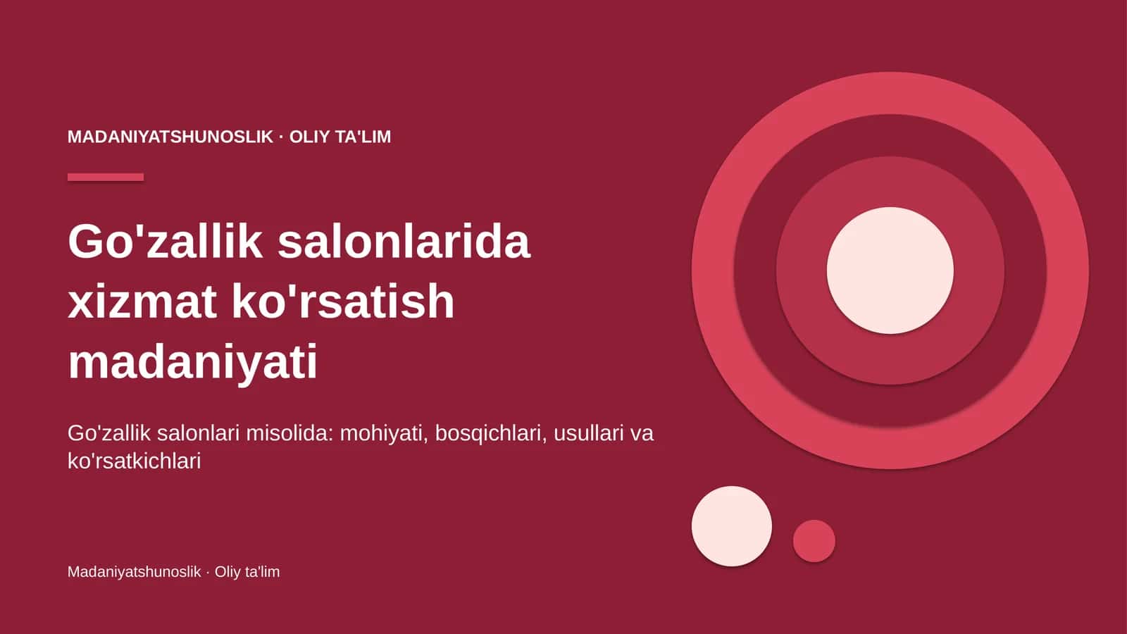 Go'zallik salonlarida xizmat ko'rsatish madaniyati
