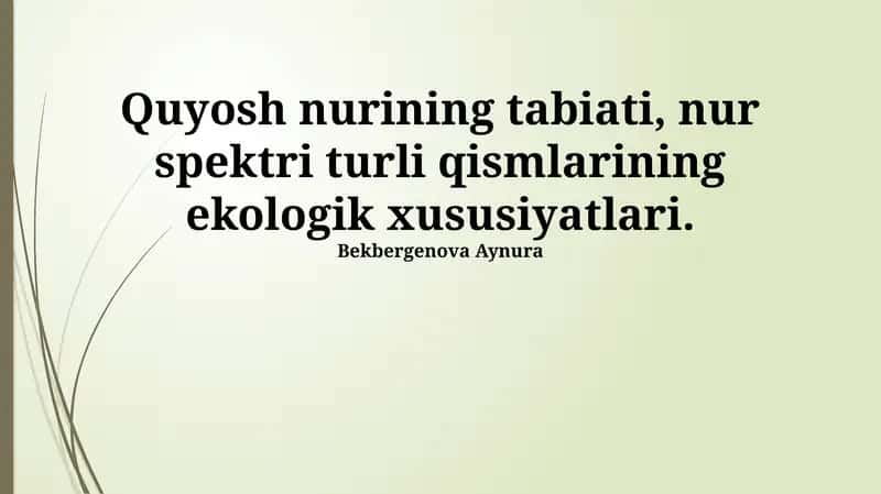 Quyosh Nuri Tabiati