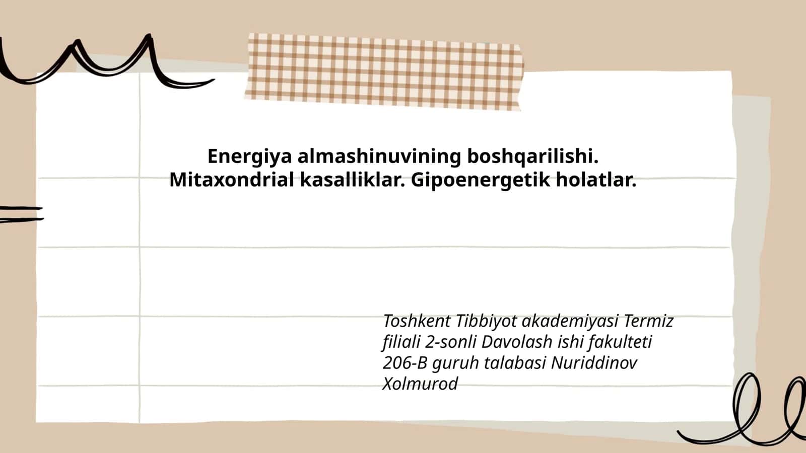 Energiya almashinuvining boshqarilishi