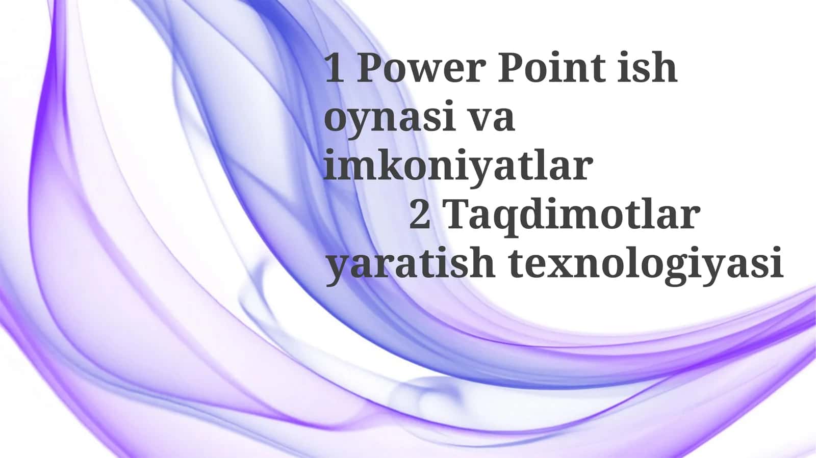 Power Point ishoynasivai mkoniyatlar