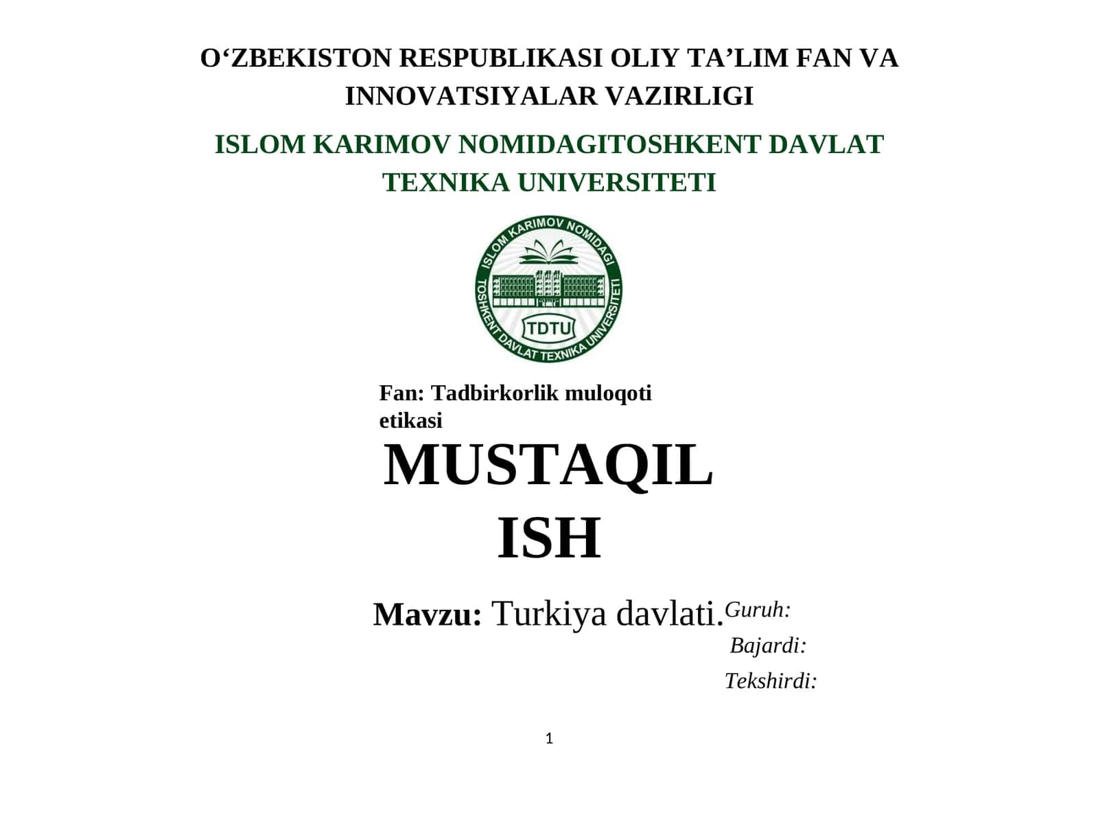 Turkiya davlati.